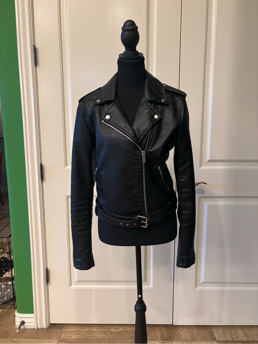 wild fable Black Faux Leather Moto Jacket
